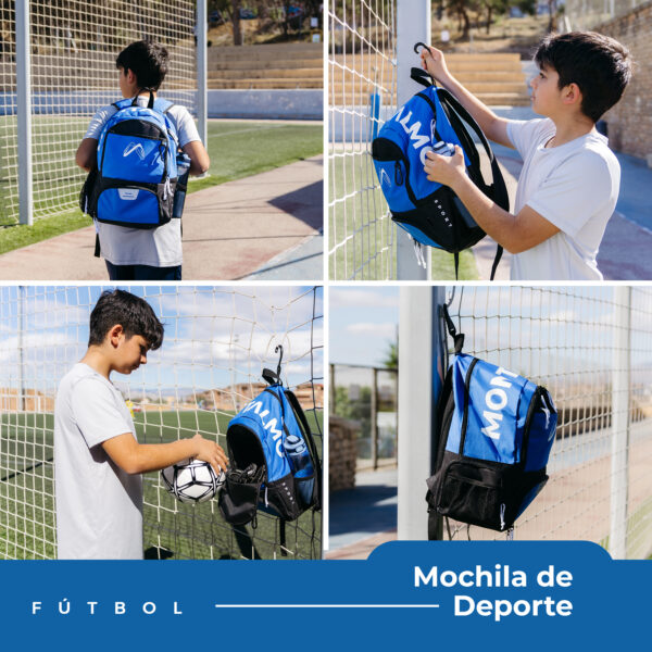 Mochila de Fútbol, Baloncesto, Vóley o Balonmano – Color Azul Negro - Imagen 2