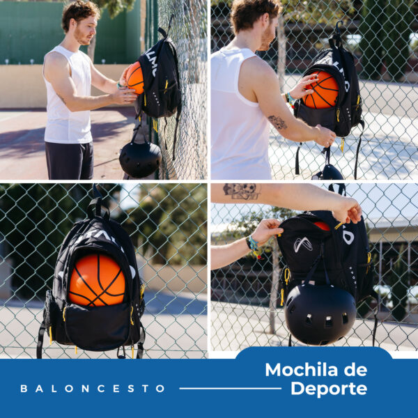 Mochila de Fútbol, Baloncesto, Vóley o Balonmano – Color Azul Negro - Imagen 3