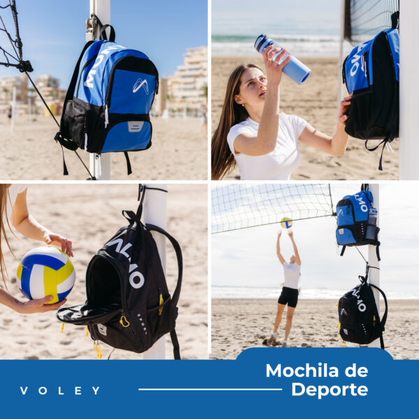 Mochila de Fútbol, Baloncesto, Vóley o Balonmano – Color Azul Negro - Imagen 4