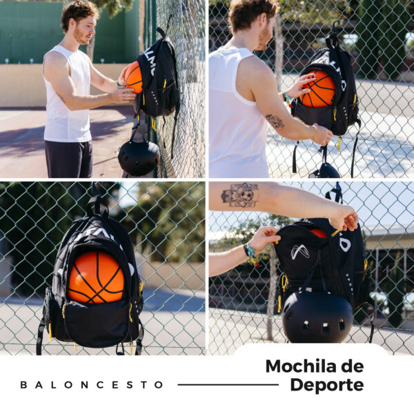 Mochila de Fútbol, Baloncesto, Vóley o Balonmano – Color Negro - Imagen 3