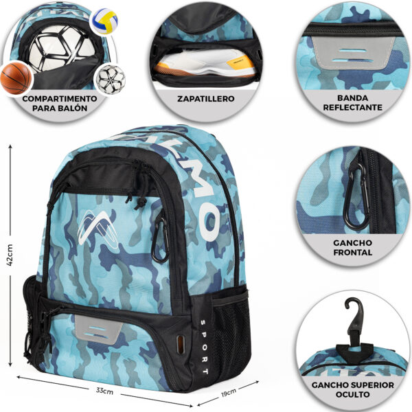 [Edición Limitada] Mochila de Fútbol para Niño - Azul Camuflaje - Imagen 2