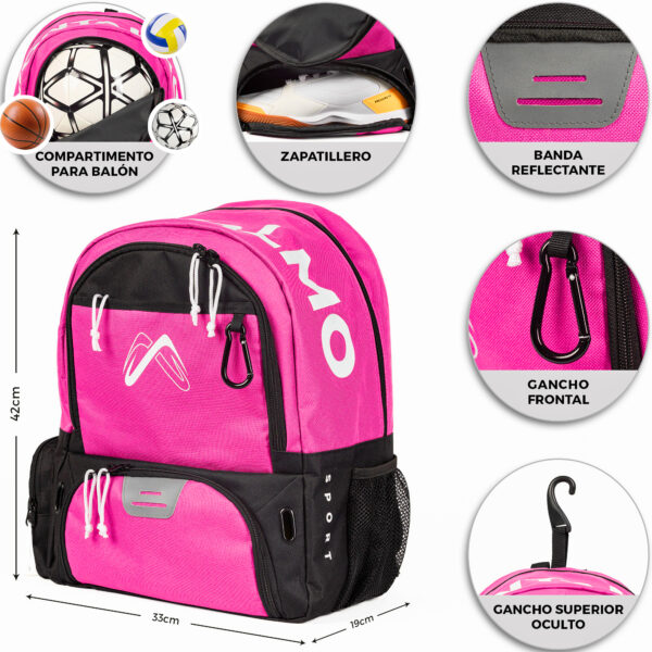 Mochila de Fútbol Fucsia/Negro + Toalla - Imagen 2