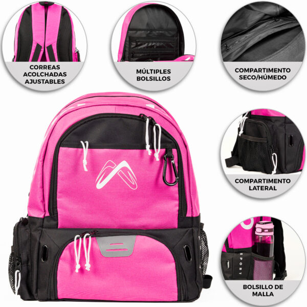 Mochila de Fútbol Fucsia/Negro + Toalla - Imagen 3