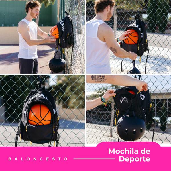 Mochila de Fútbol Fucsia/Negro + Toalla - Imagen 5