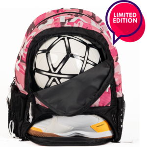 mochila futbol rosa camuflaje